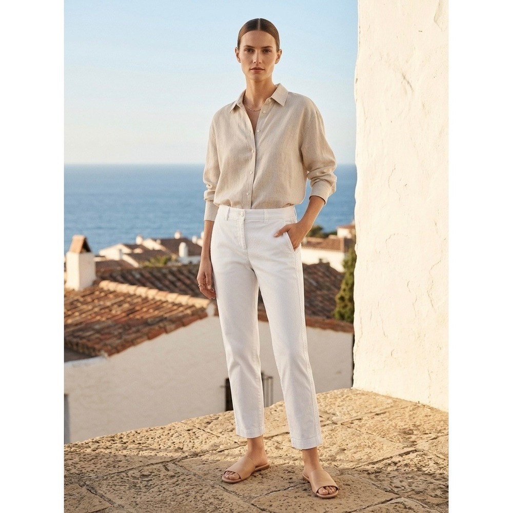 Vince White Stretch Cotton Chino Pants Slim Tapered Trousers VX65120802 Womens 4